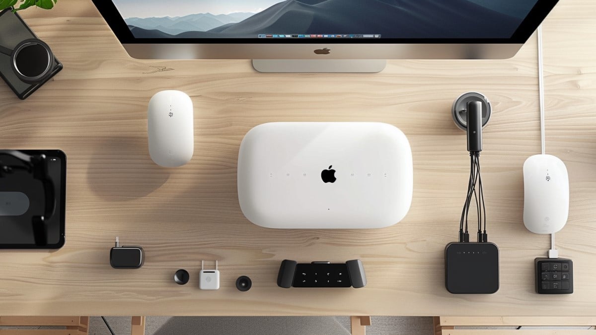 Bureau avec accessoires Apple