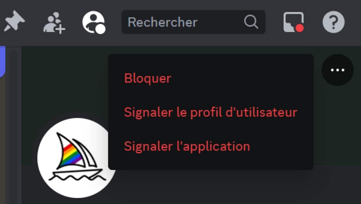 Menu blocage Discord