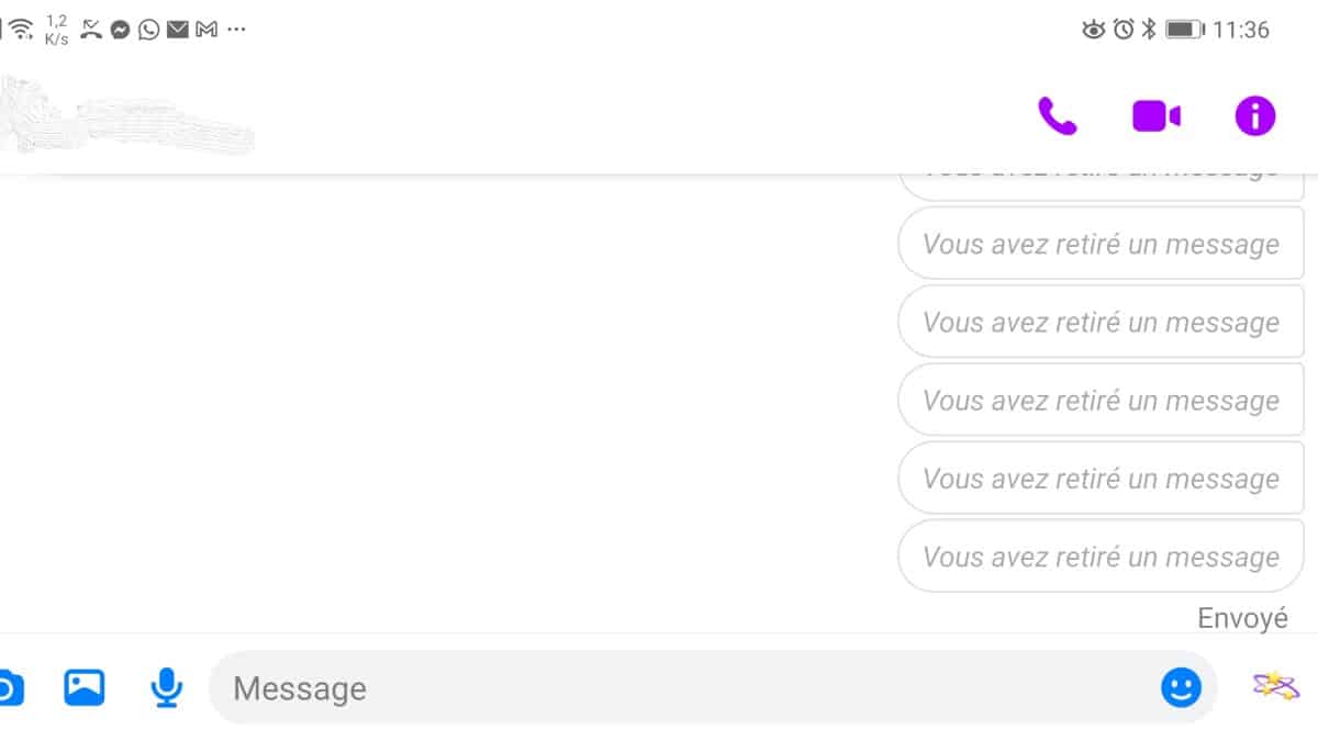 Messages supprimés Messenger