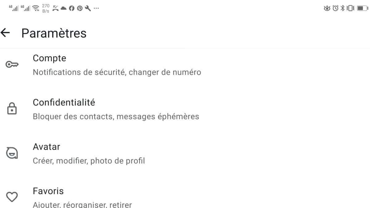 Paramètres WhatsApp confidentialité