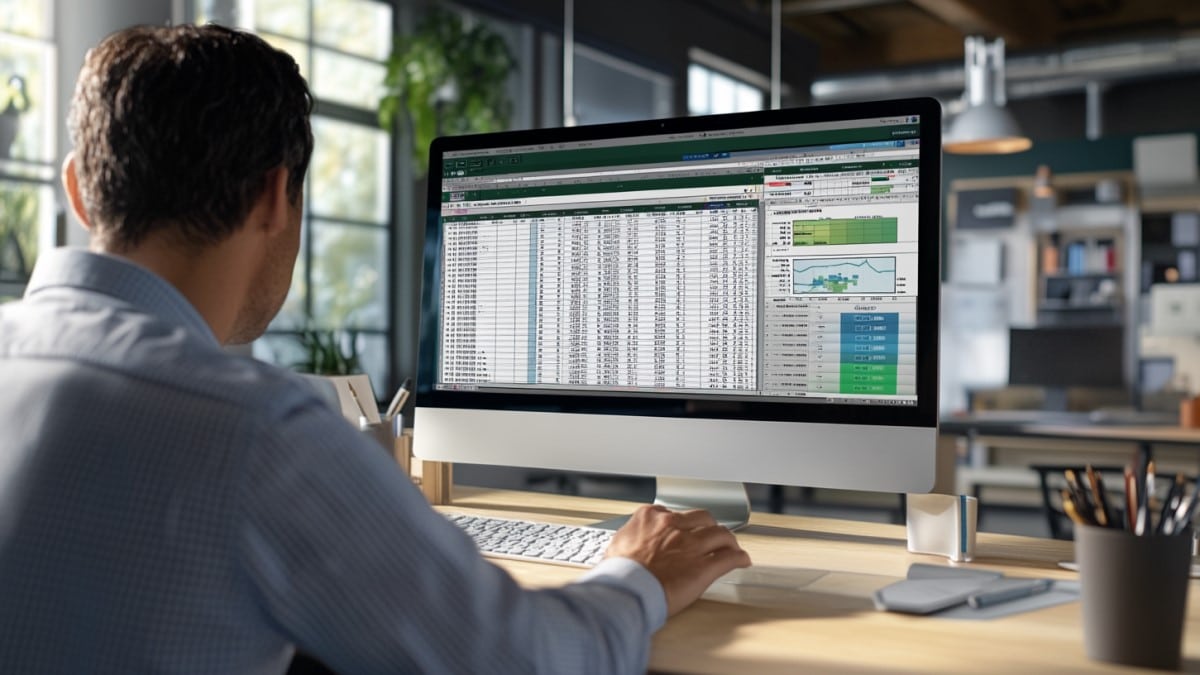 Homme travaillant sur Excel