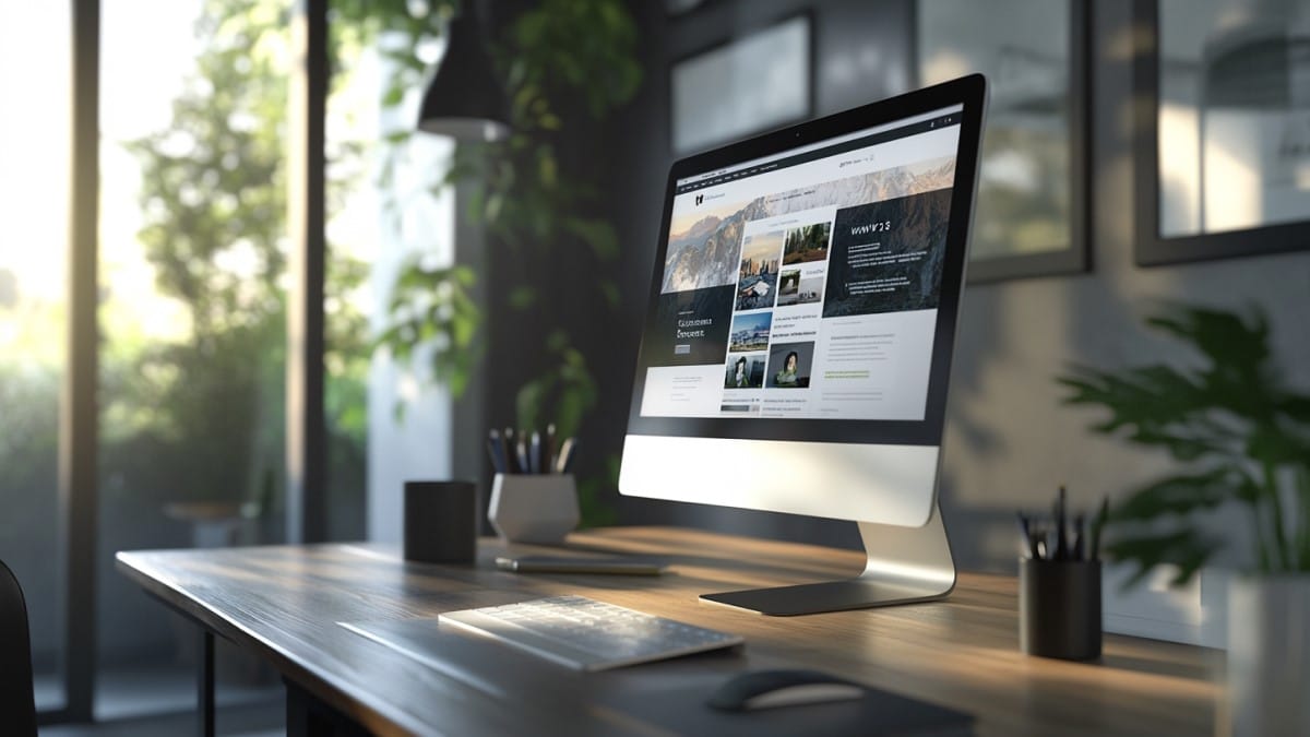 Bureau avec écran allumé