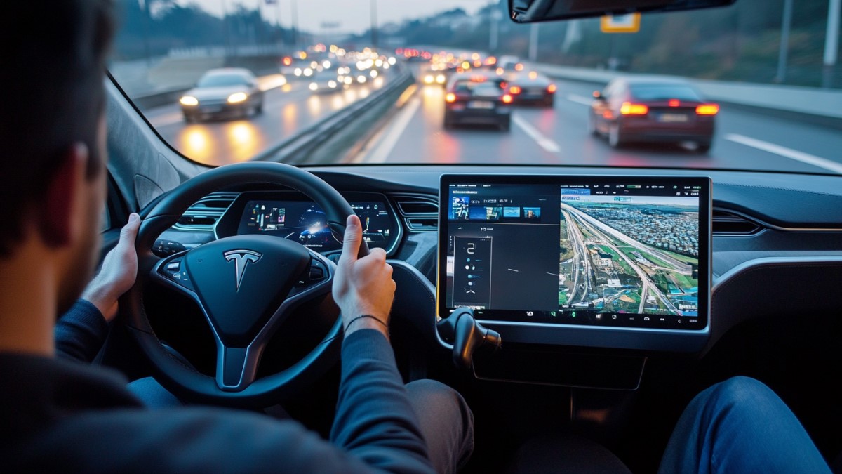 Conducteur avec écran Tesla