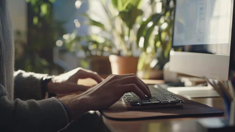 Mains travaillant sur un clavier