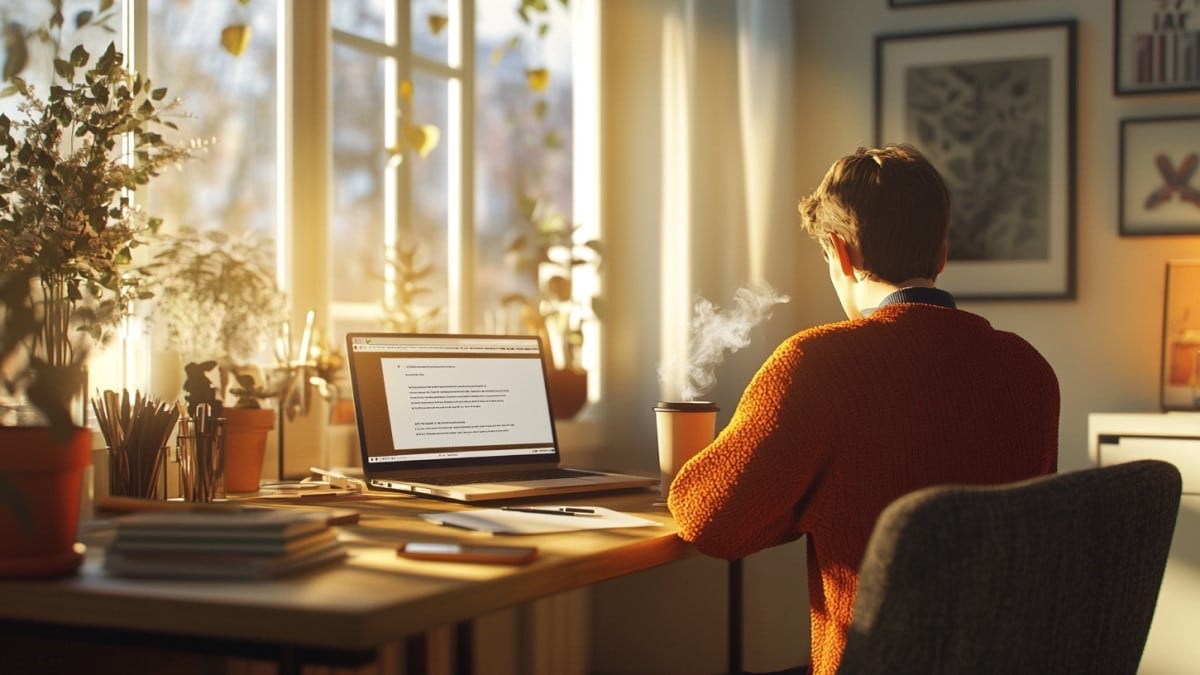 Homme travaillant près de la fenêtre