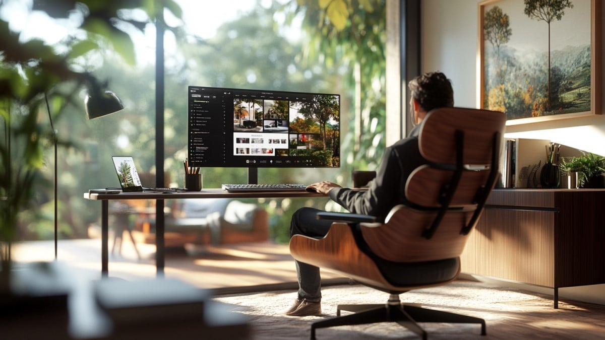 Homme travaillant dans un bureau moderne