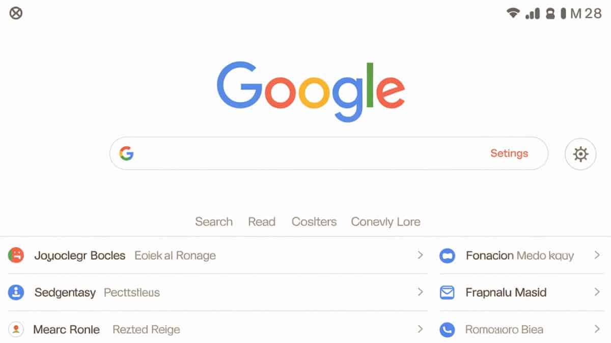 Page Google avec options utilisateurs