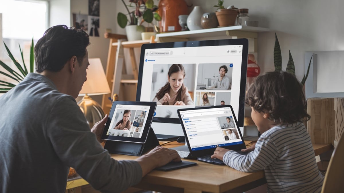 Réunion virtuelle en famille