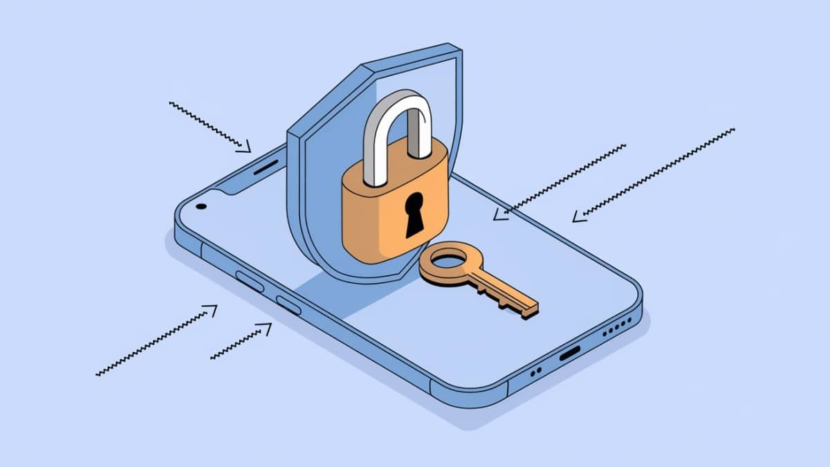 Smartphone avec cadenas et clé