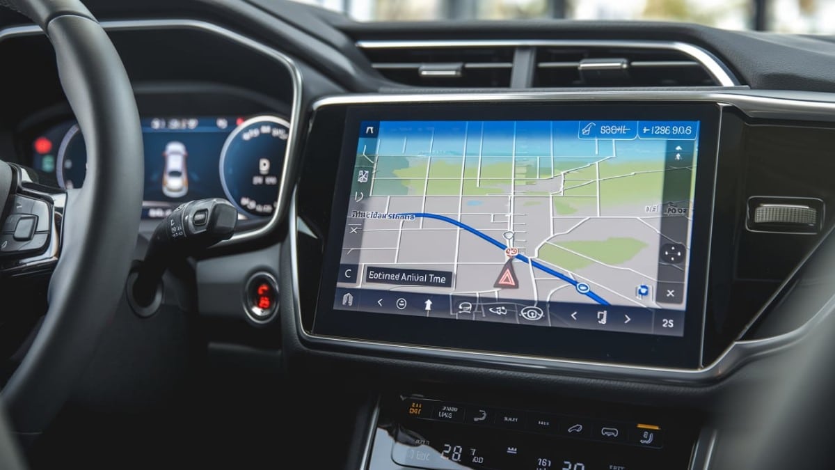 Écran GPS intégré dans voiture