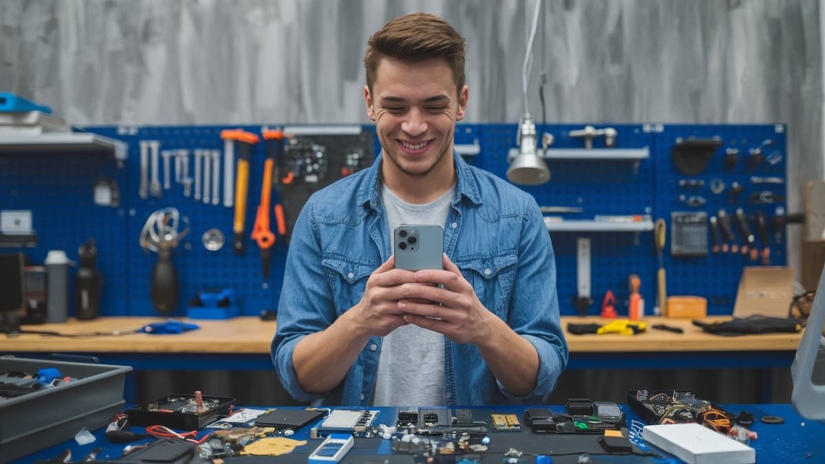 Réparation de smartphone en atelier