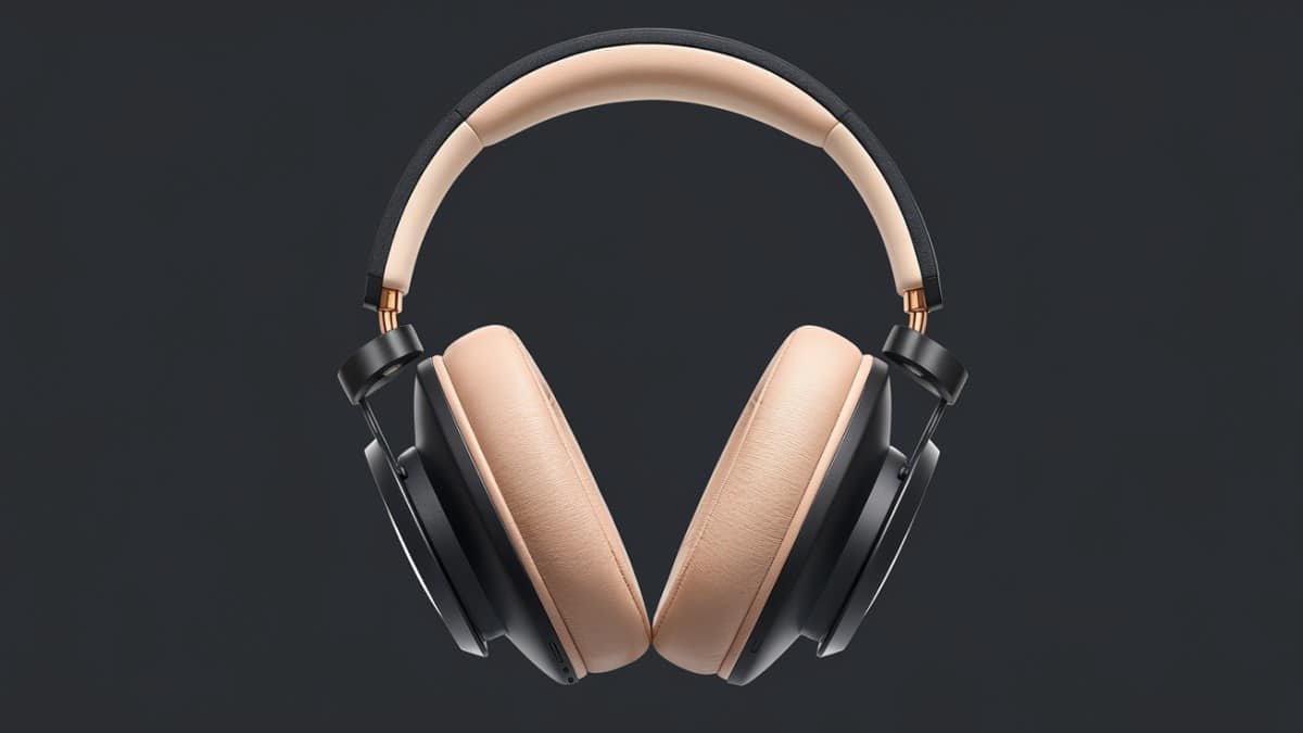 Casque audio moderne beige