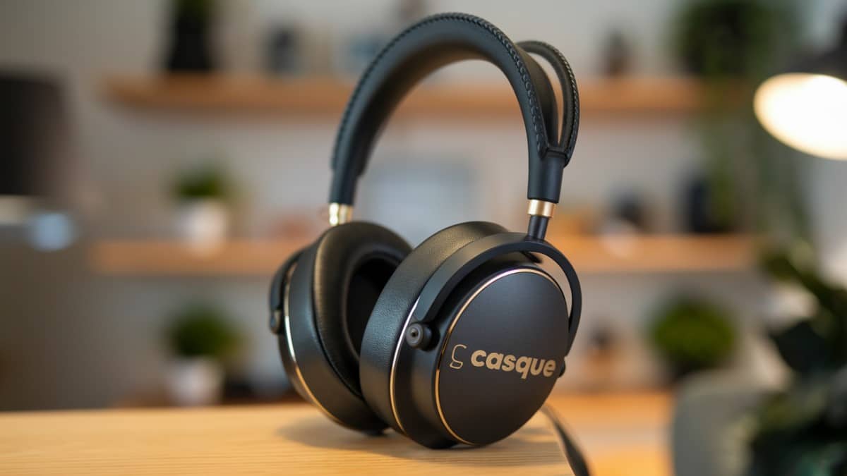 Casque audio noir moderne