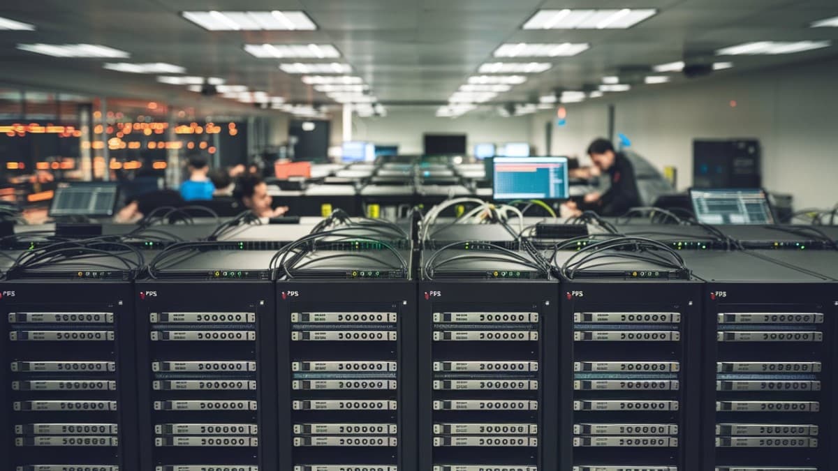 Techniciens dans un centre de données