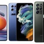 Trois smartphones de différentes marques