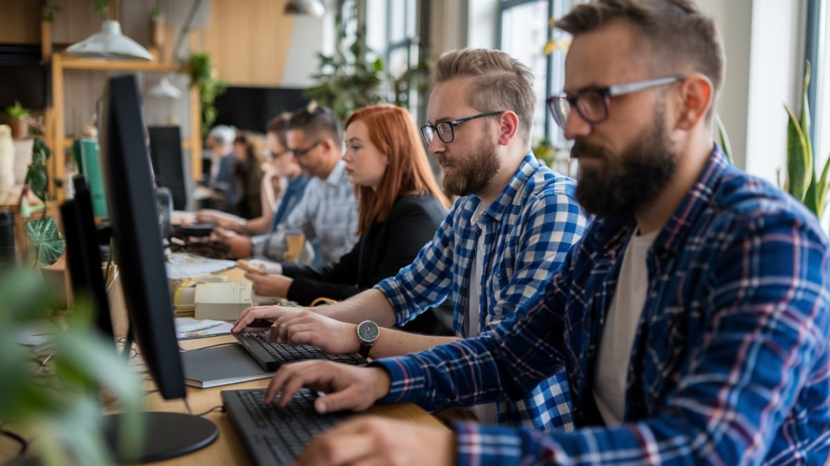 Groupe de développeurs au travail