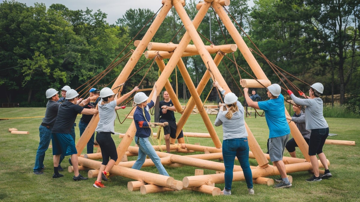 Construction collaborative en plein air