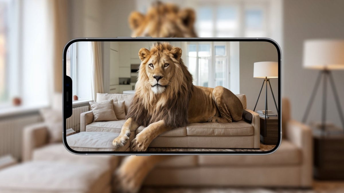 Lion dans salon virtuel