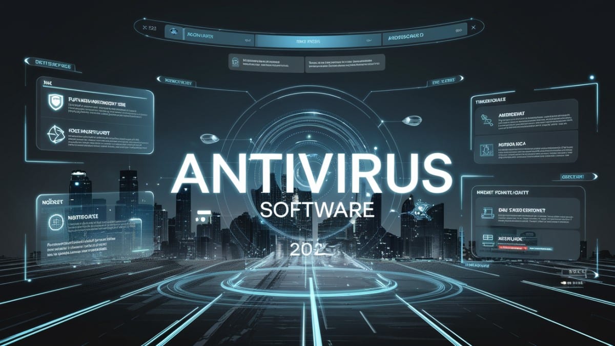 Interface futuriste antivirus 2025