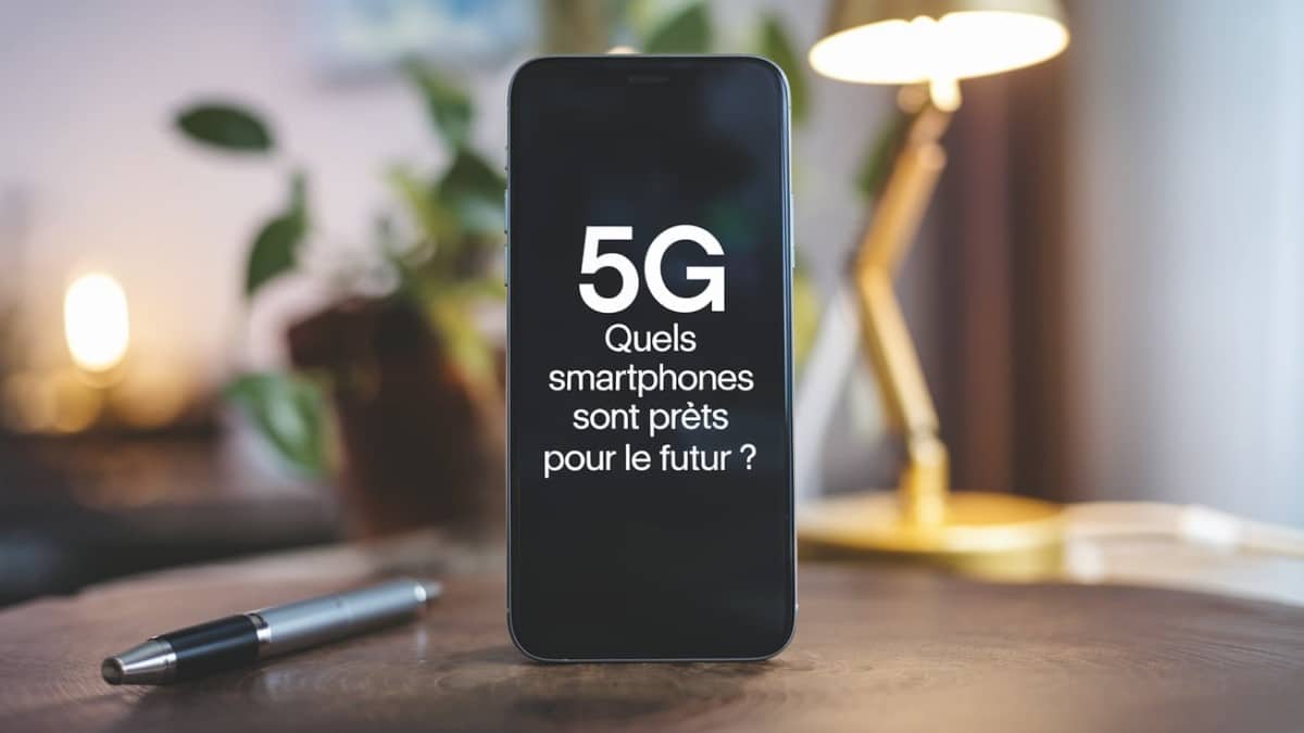 Smartphone avec texte 5G