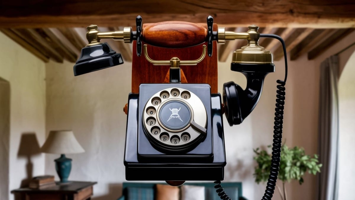 Téléphone rétro en bois