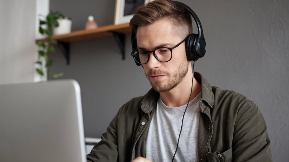 Homme travaillant à domicile