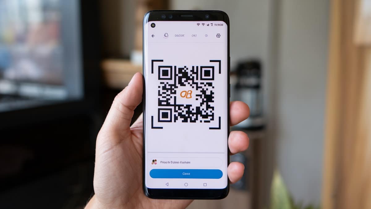 Code QR sur écran mobile