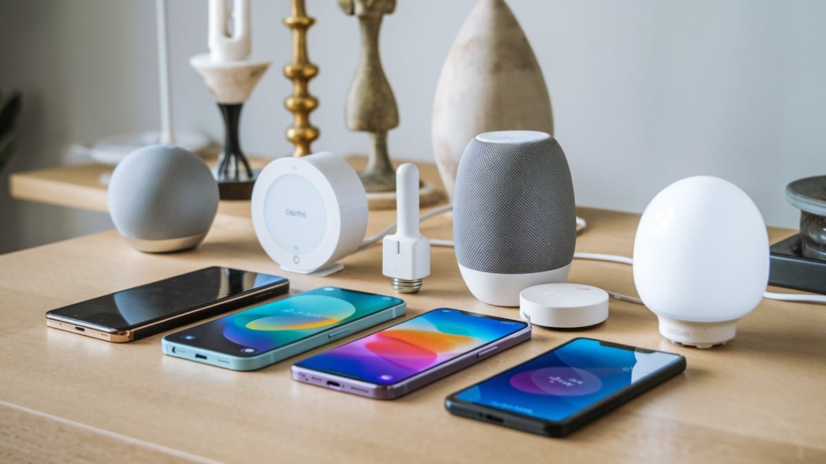 Gadgets connectés sur une table