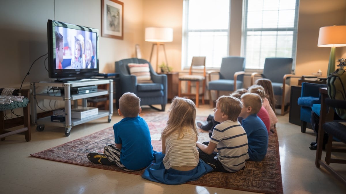 Enfants devant la télévision