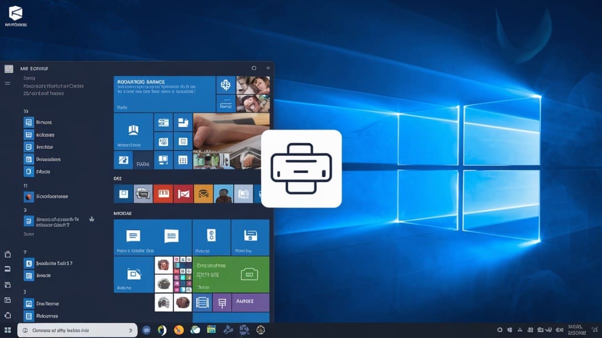 Menu Windows et icône imprimante