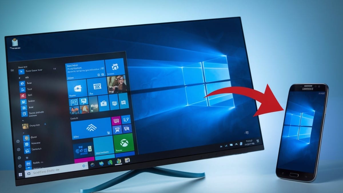 Écran Windows partagé sur smartphone