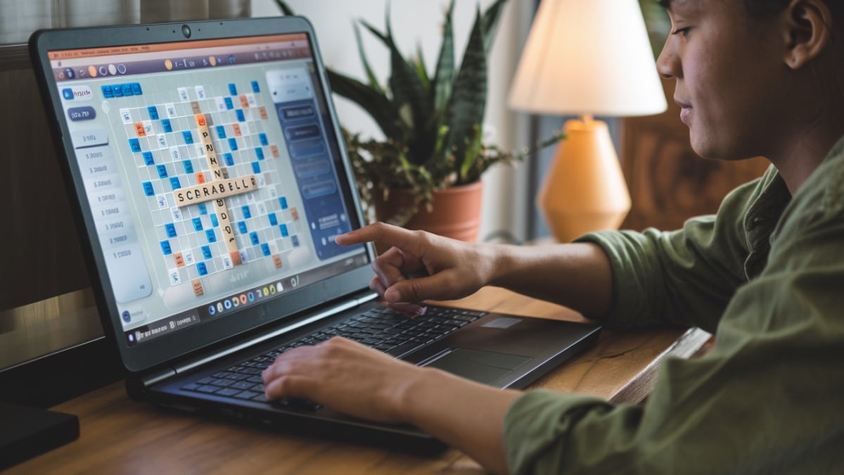 Scrabble sur ordinateur portable