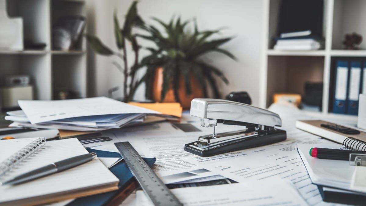 Organisation de bureau désordonnée