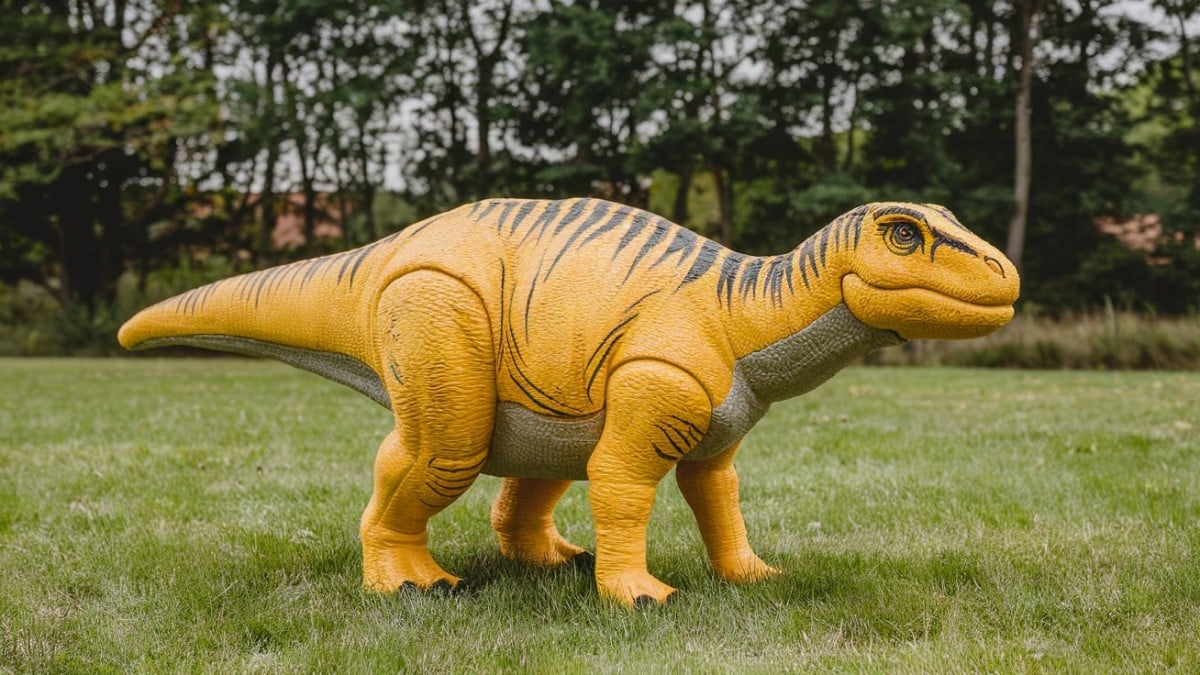 Dinosaure jaune dans la nature