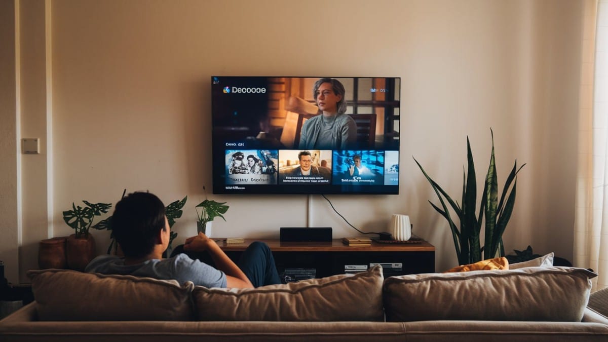 Homme regardant la télévision