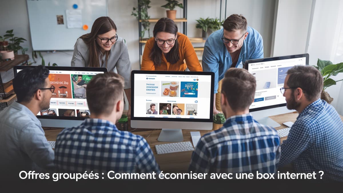 Équipe discutant d'offres internet