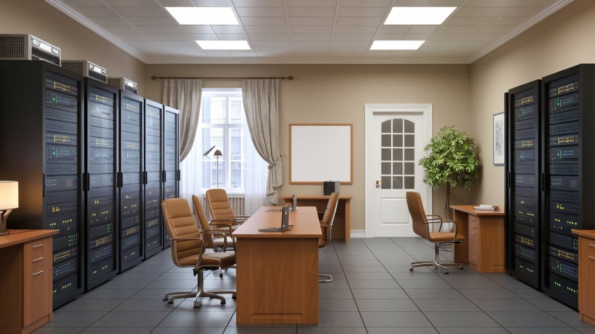 Bureau avec serveurs informatiques