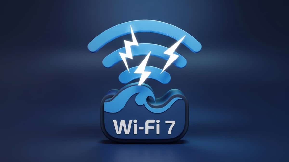 Logo Wi-Fi 7 avec éclairs