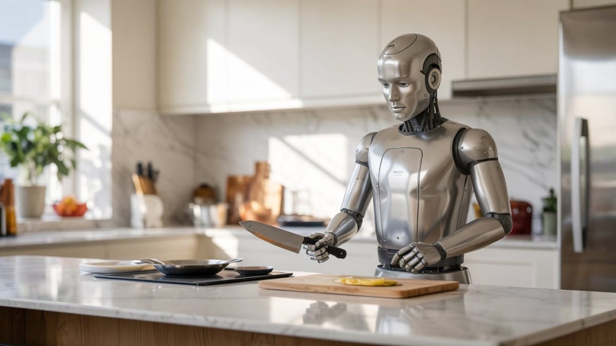 Robot cuisine avec un couteau